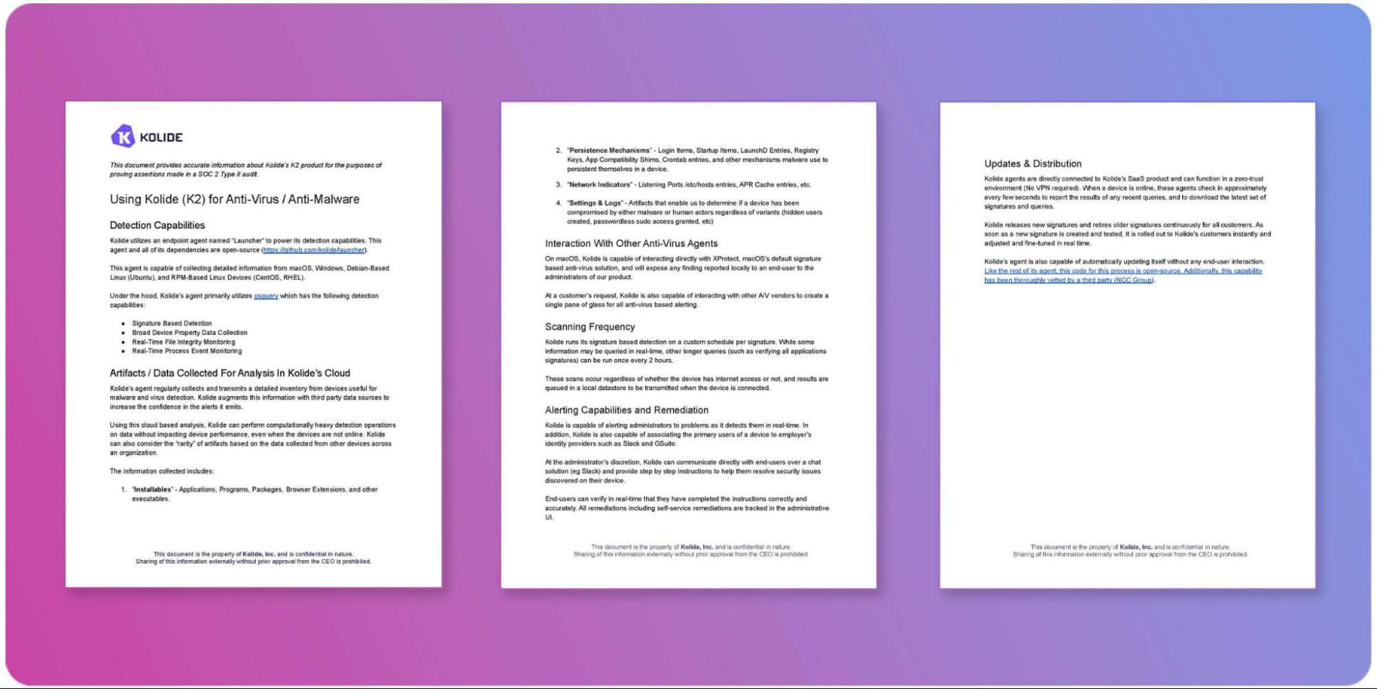 an image of a three-page document of the type used in a SOC 2 audit